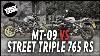 Bike Comparison Yamaha Mt 09 Vs Triple Triumph Street 765 Rs Bike Road Review Test Which Is Best