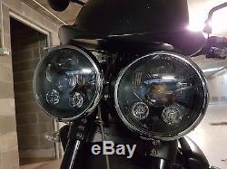 Pair Triumph Speed ​​street Triple Round 5.75 '' 14.5cm Black Motorcycle Headlights