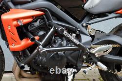 Protective cage and engine guard for Triumph Street Triple 675 stunt.