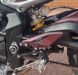 Platines Heel Plates Triumph Street Triple 765 2022 2023 2024 2025 Carbone Rouge